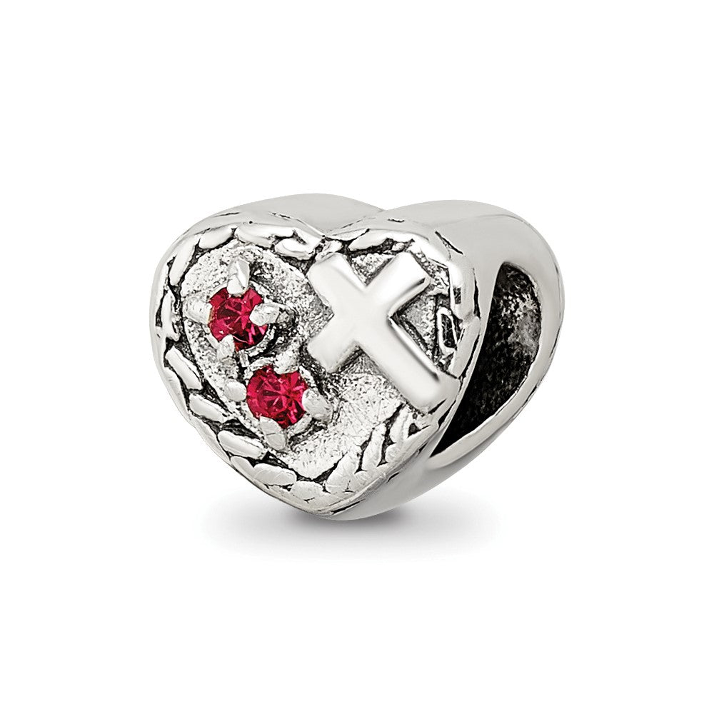 Sterlingsilber Reflections Zirkonia und Kreuz Herz Perle