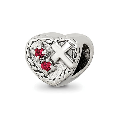 Sterlingsilber Reflections Zirkonia und Kreuz Herz Perle