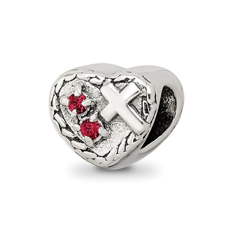 Sterlingsilber Reflections Zirkonia und Kreuz Herz Perle