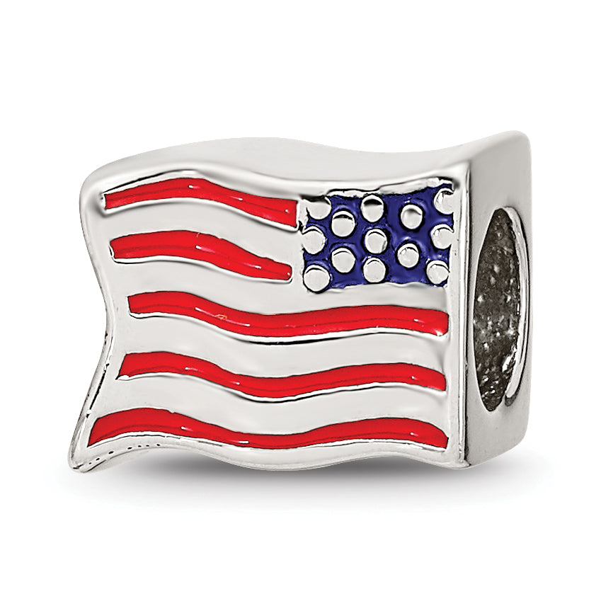 Sterlingsilber Reflections Emailliert Usa Flag Perle