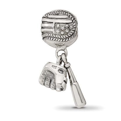Sterlingsilber Reflections Baseball Glove & Bat Hängend Perle
