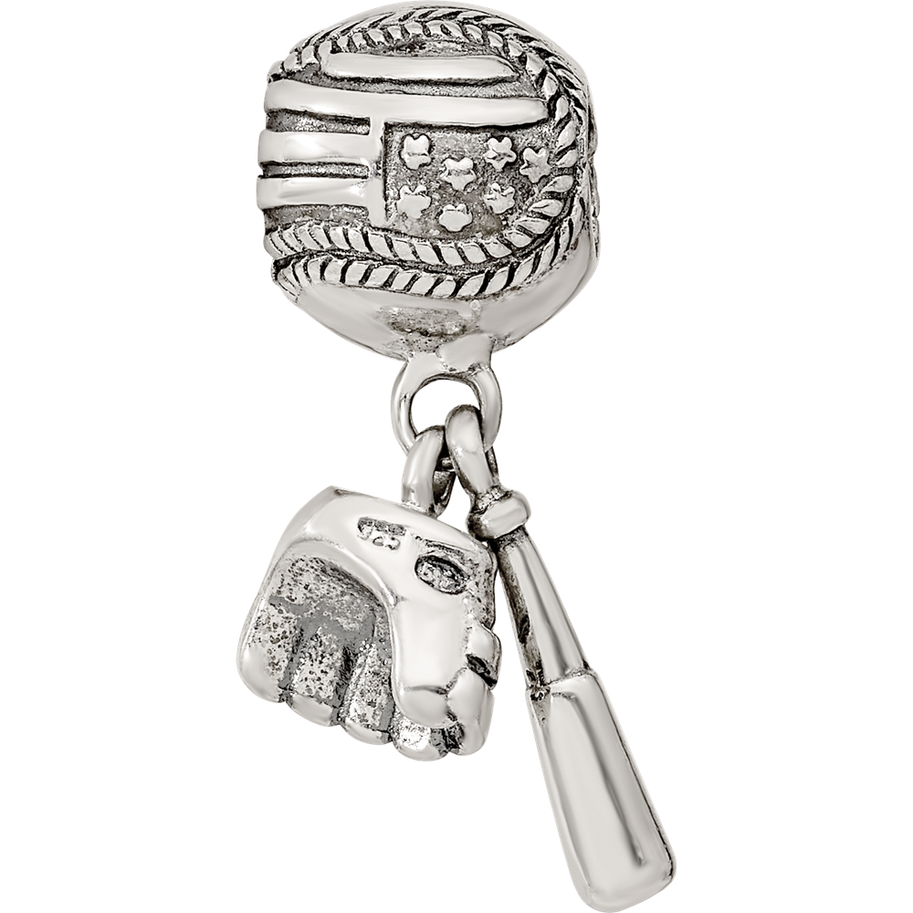 Sterlingsilber Reflections Baseball Glove & Bat Hängend Perle