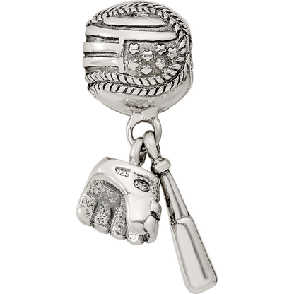 Sterlingsilber Reflections Baseball Glove & Bat Hängend Perle