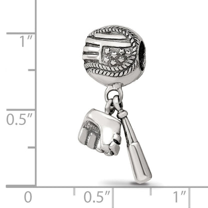 Sterlingsilber Reflections Baseball Glove & Bat Hängend Perle