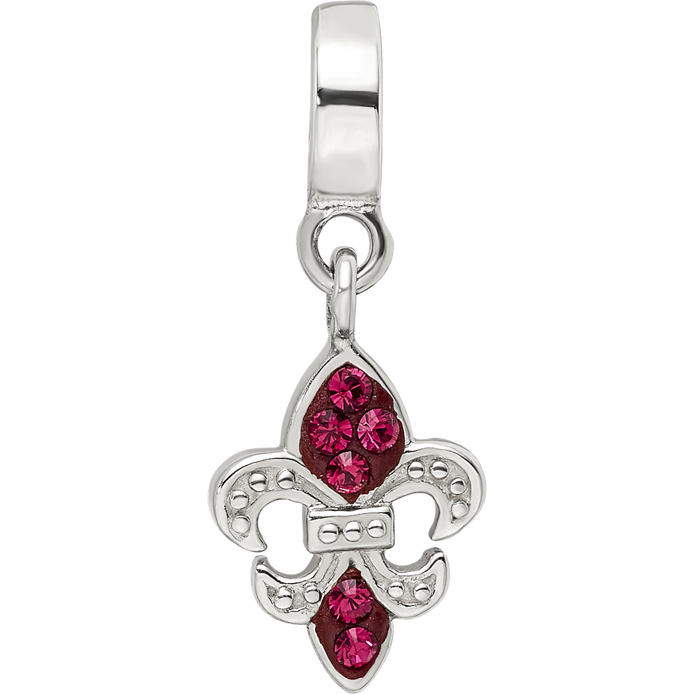 Sterlingsilber Reflections Rot Preciosa Kristall Fleur De Lis Hängend Perle