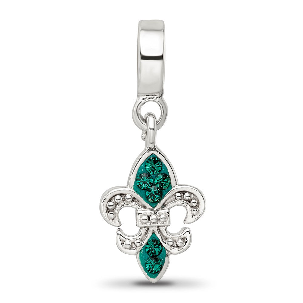 Sterlingsilber Reflections Grün Preciosa Kristall Fleur De Lis Hängend Perle