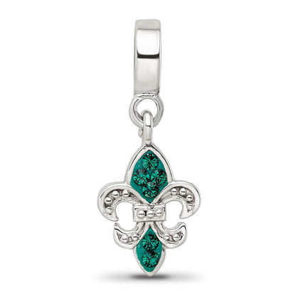 Sterlingsilber Reflections Grün Preciosa Kristall Fleur De Lis Hängend Perle