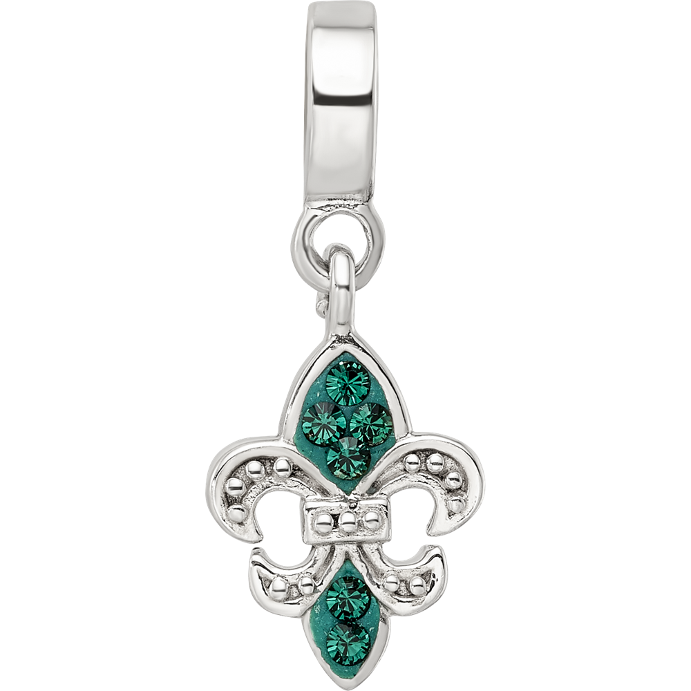 Sterlingsilber Reflections Grün Preciosa Kristall Fleur De Lis Hängend Perle