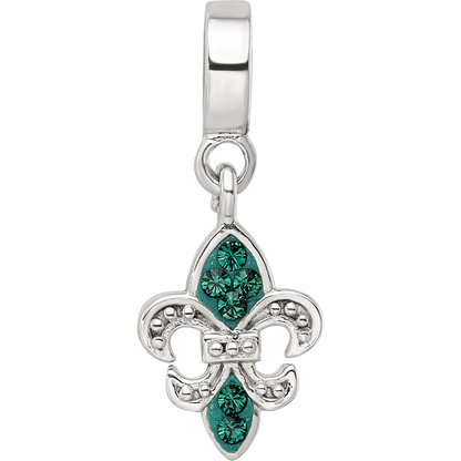 Sterlingsilber Reflections Grün Preciosa Kristall Fleur De Lis Hängend Perle