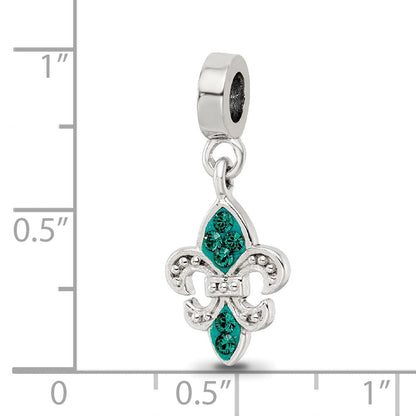 Sterlingsilber Reflections Grün Preciosa Kristall Fleur De Lis Hängend Perle
