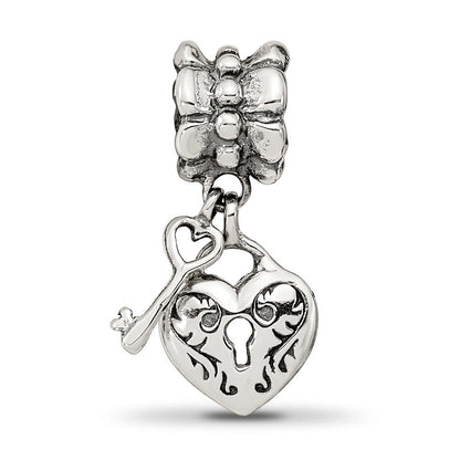 Sterlingsilber Reflections Herz & Key Hängend Perle