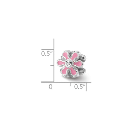 Sterlingsilber Reflections Rosa Blume mit Swarovski Kristall Perle