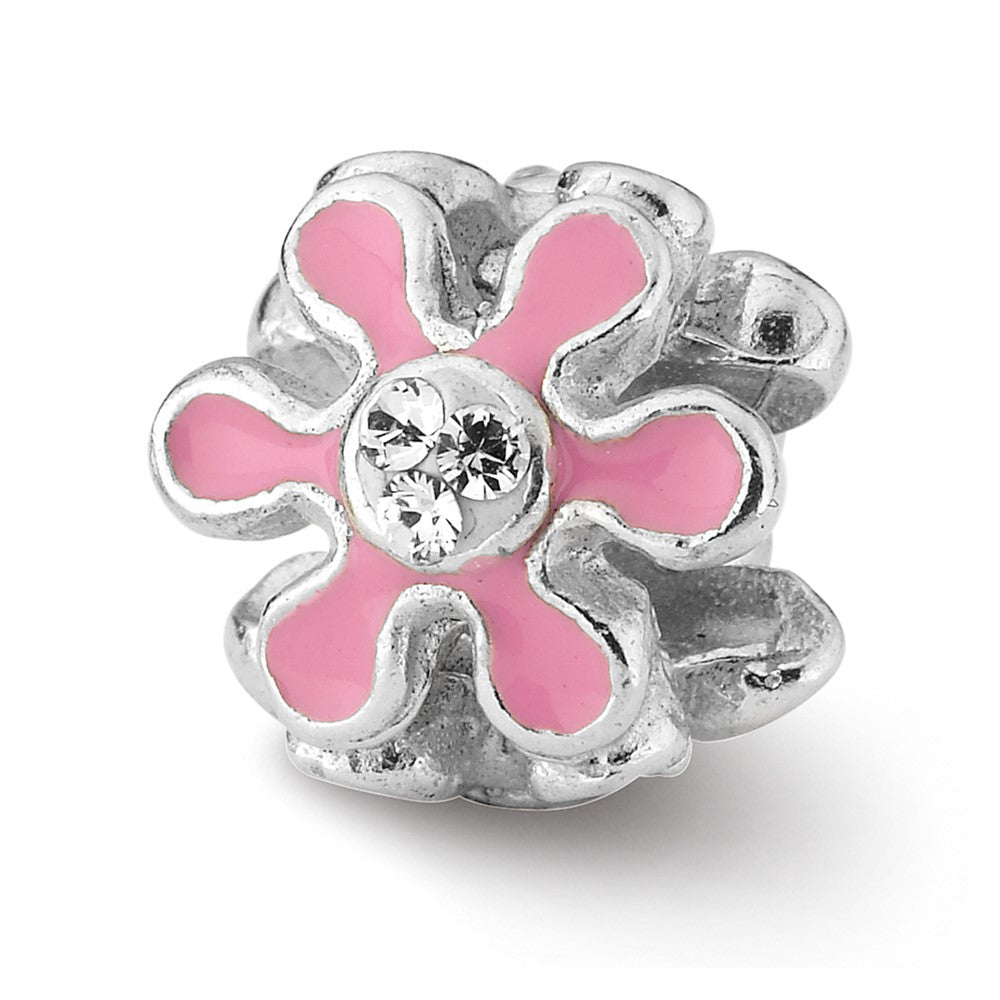 Sterlingsilber Reflections Rosa Blume mit Swarovski Kristall Perle