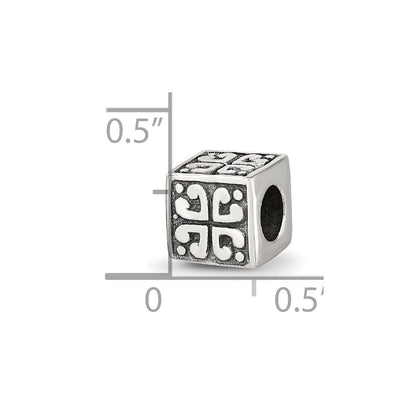 Sterlingsilber Reflections Herz Cube Perle