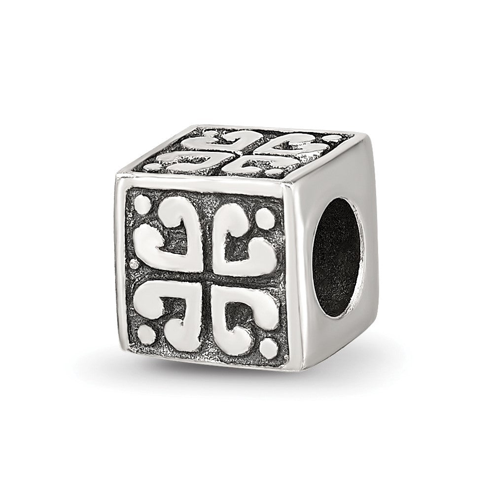 Sterlingsilber Reflections Herz Cube Perle