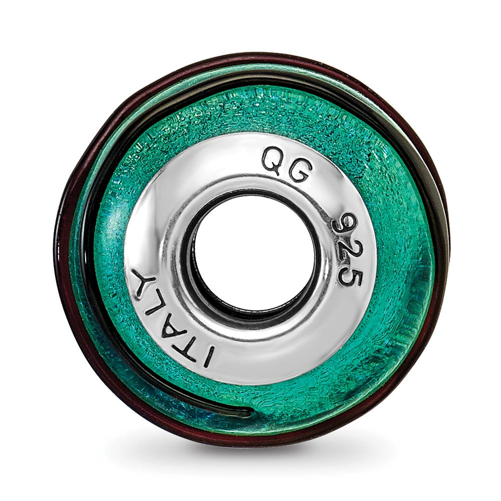 Sterlingsilber Reflections Teal mit Schwarz Stripes Italienisch Murano Perle