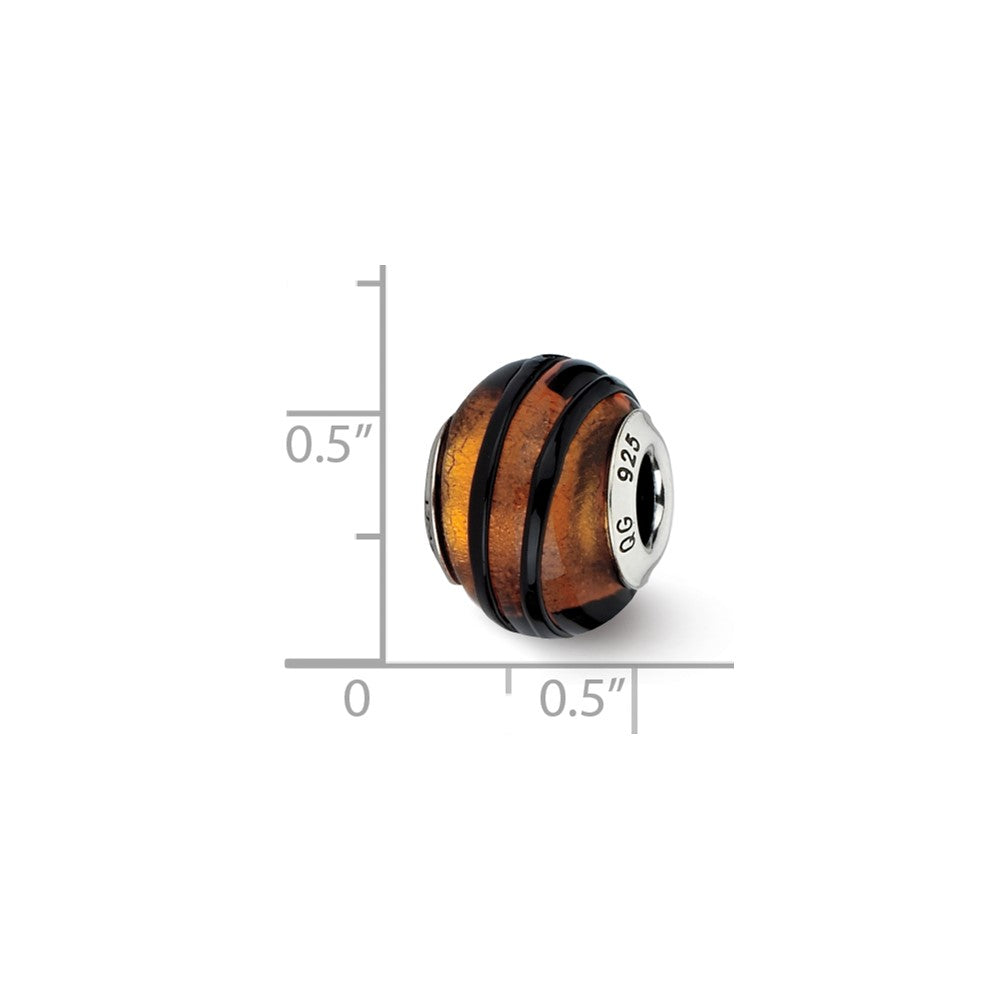 Sterlingsilber Reflections Orange/black Stripes Italienisch Murano Perle
