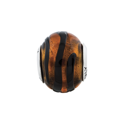 Sterlingsilber Reflections Orange/black Stripes Italienisch Murano Perle
