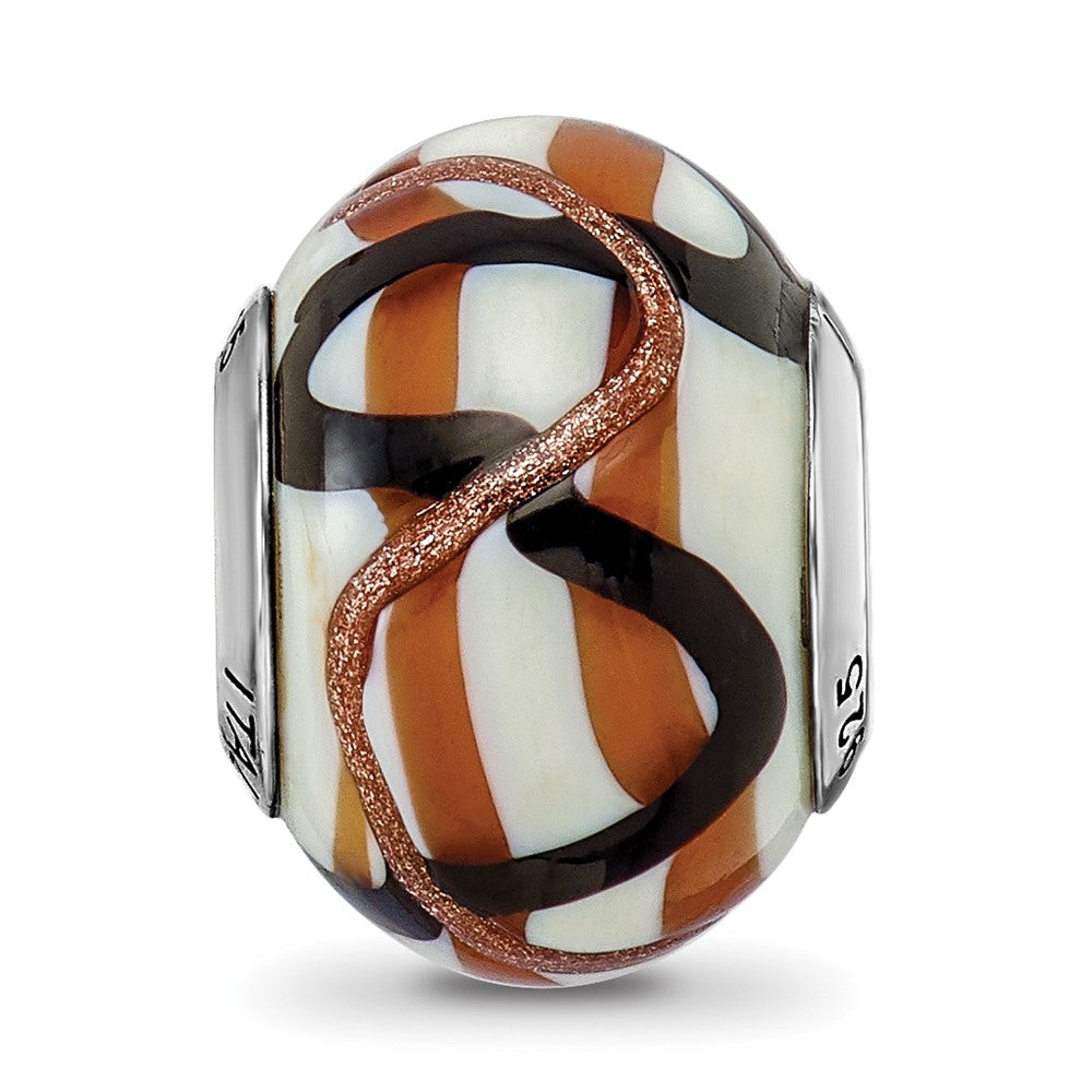 Sterlingsilber Reflections Weiß/brown/black Italienisch Murano Perle