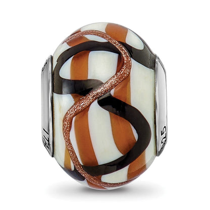 Sterlingsilber Reflections Weiß/brown/black Italienisch Murano Perle