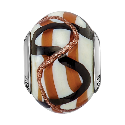 Sterlingsilber Reflections Weiß/brown/black Italienisch Murano Perle