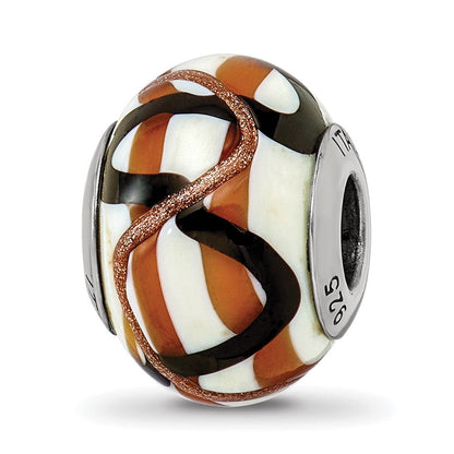 Sterlingsilber Reflections Weiß/brown/black Italienisch Murano Perle