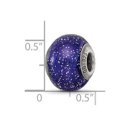 Sterlingsilber Reflections Dunkel Blau mit Silber Glitzer Italienisch Murano Perle