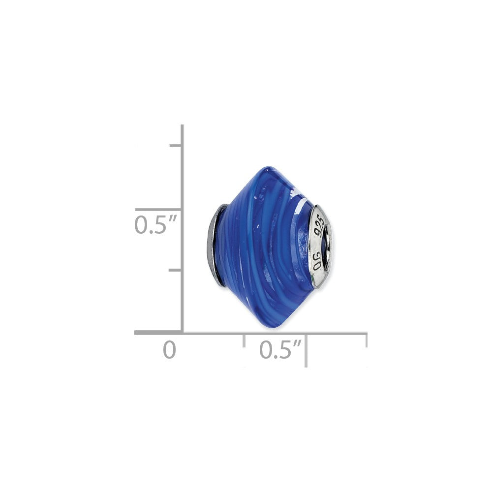 Sterlingsilber Reflections Dunkel Blau Swirls Italienisch Murano Glas Perle