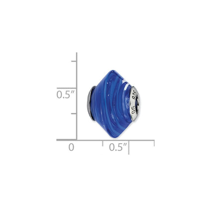 Sterlingsilber Reflections Dunkel Blau Swirls Italienisch Murano Glas Perle