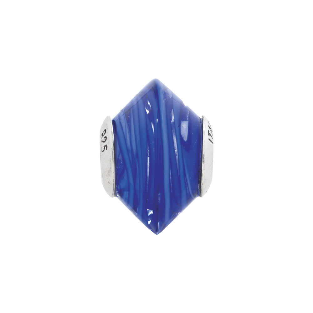 Sterlingsilber Reflections Dunkel Blau Swirls Italienisch Murano Glas Perle