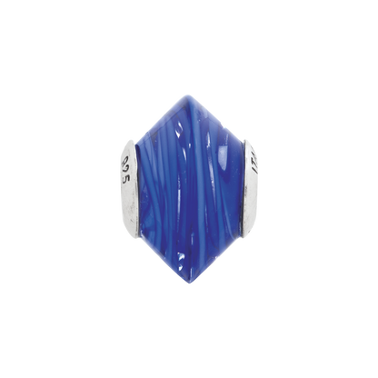 Sterlingsilber Reflections Dunkel Blau Swirls Italienisch Murano Glas Perle