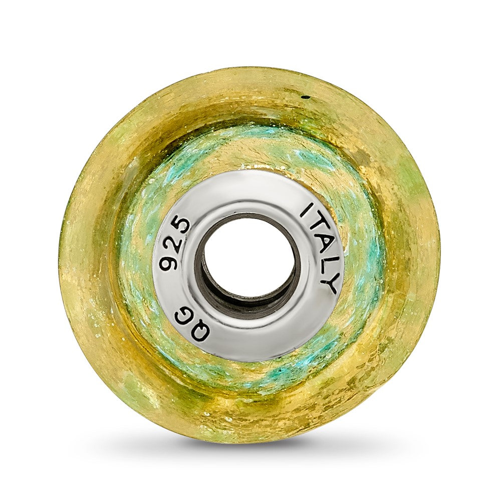 Sterlingsilber Reflections Gelb/teal Italienisch Murano Glas Perle