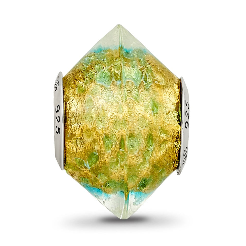 Sterlingsilber Reflections Gelb/teal Italienisch Murano Glas Perle