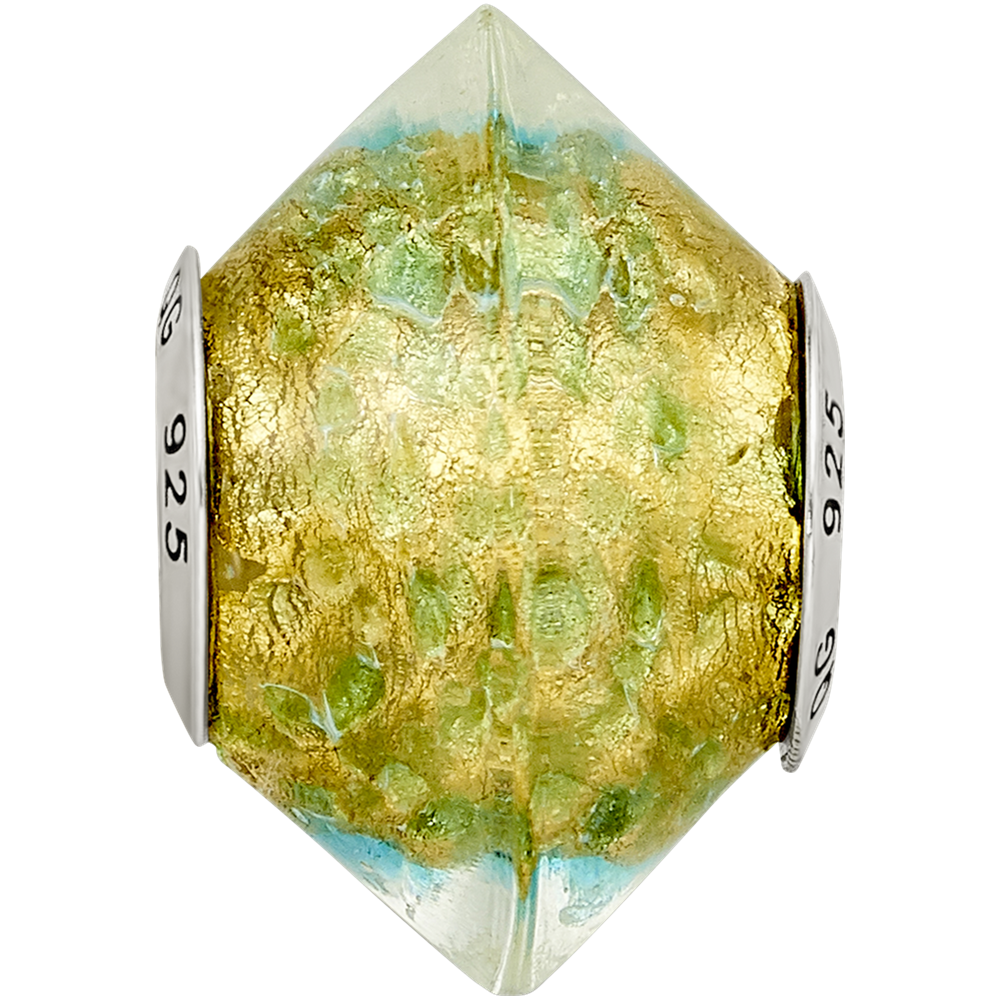 Sterlingsilber Reflections Gelb/teal Italienisch Murano Glas Perle