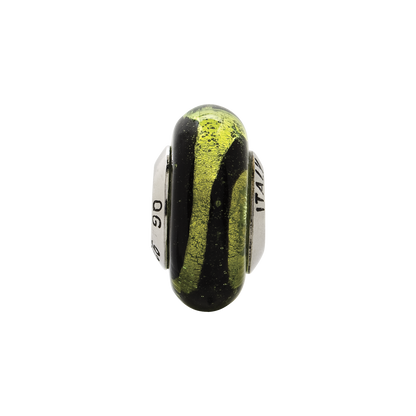 Sterlingsilber Reflections Lime/black Stripes Italienisch Murano Perle