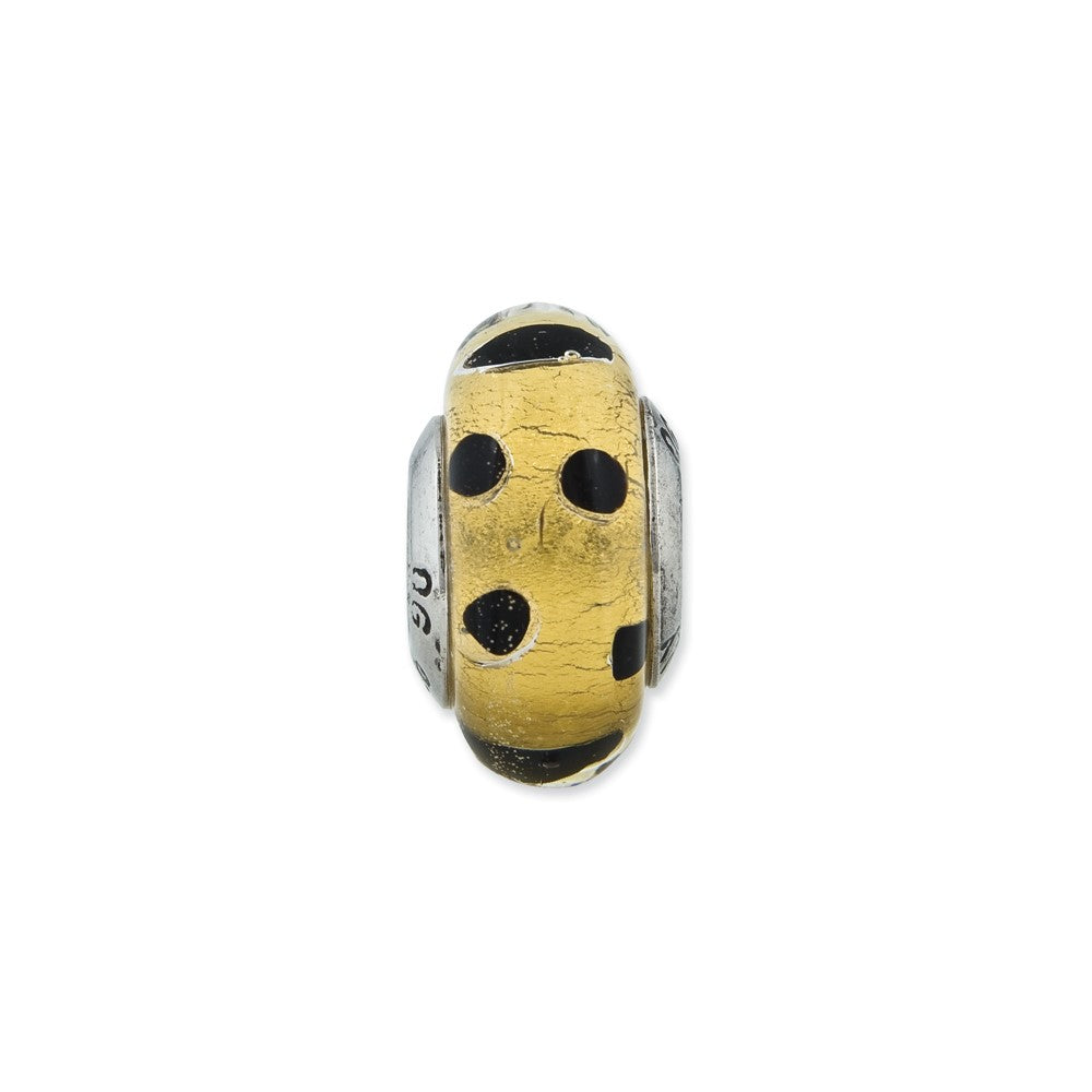 Sterlingsilber Reflections Gold mit Schwarz Dots Italienisch Murano Perle