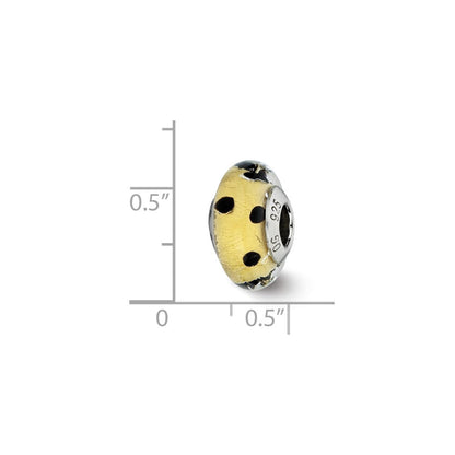 Sterlingsilber Reflections Gold mit Schwarz Dots Italienisch Murano Perle