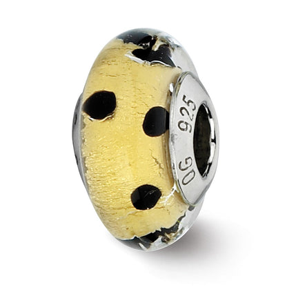 Sterlingsilber Reflections Gold mit Schwarz Dots Italienisch Murano Perle