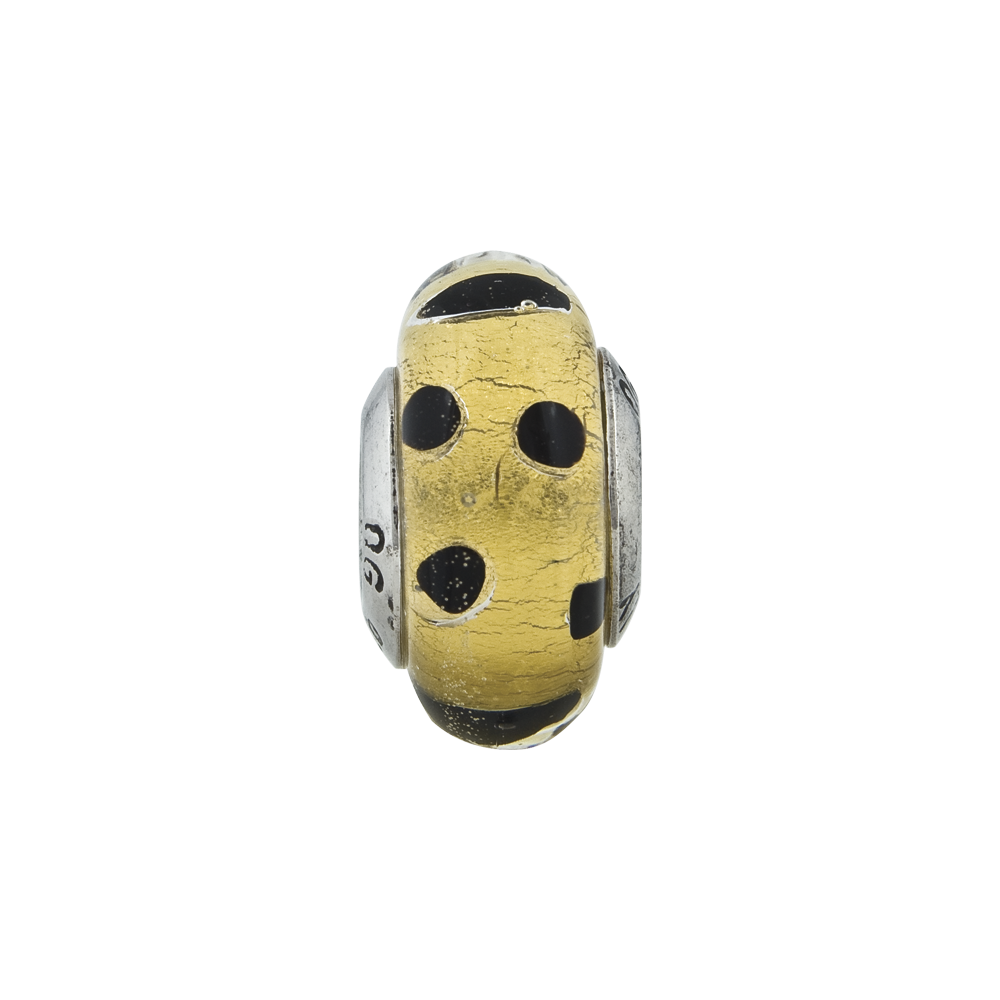 Sterlingsilber Reflections Gold mit Schwarz Dots Italienisch Murano Perle