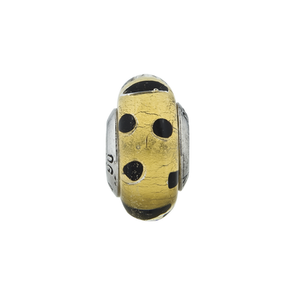 Sterlingsilber Reflections Gold mit Schwarz Dots Italienisch Murano Perle
