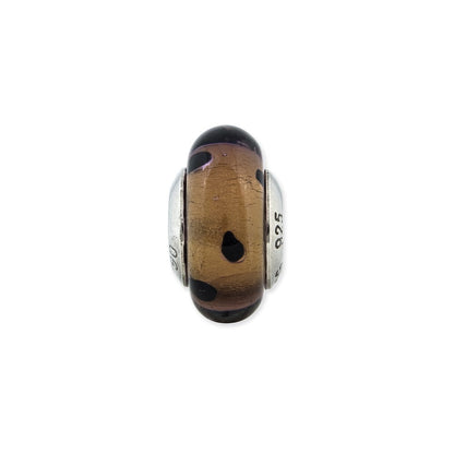 Sterlingsilber Reflections Braun mit Schwarz Dots Italienisch Murano Perle