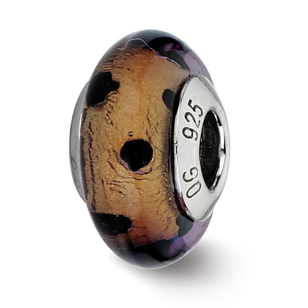 Sterlingsilber Reflections Braun mit Schwarz Dots Italienisch Murano Perle