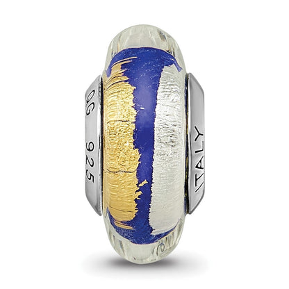 Sterlingsilber Reflections Blau/gold/silver Italienisch Murano Perle