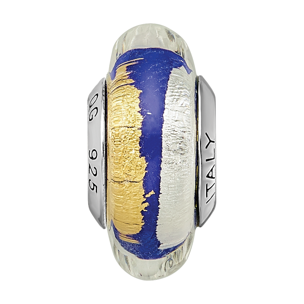 Sterlingsilber Reflections Blau/gold/silver Italienisch Murano Perle
