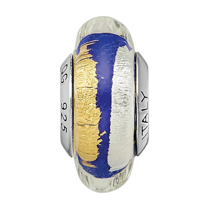 Sterlingsilber Reflections Blau/gold/silver Italienisch Murano Perle