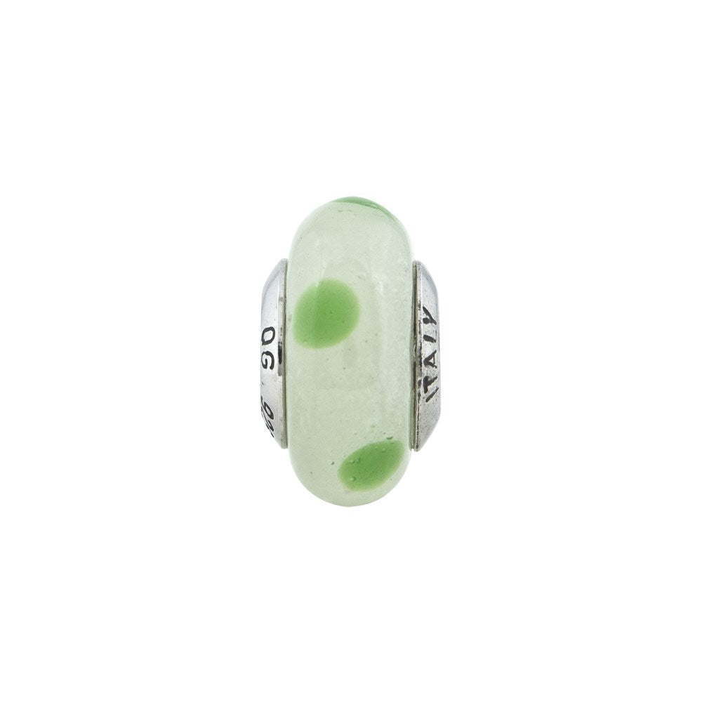 Sterlingsilber Reflections Lt Grün mit Grün Dots Italienisch Murano Perle