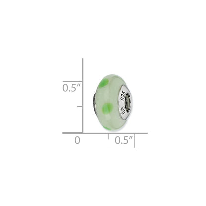 Sterlingsilber Reflections Lt Grün mit Grün Dots Italienisch Murano Perle