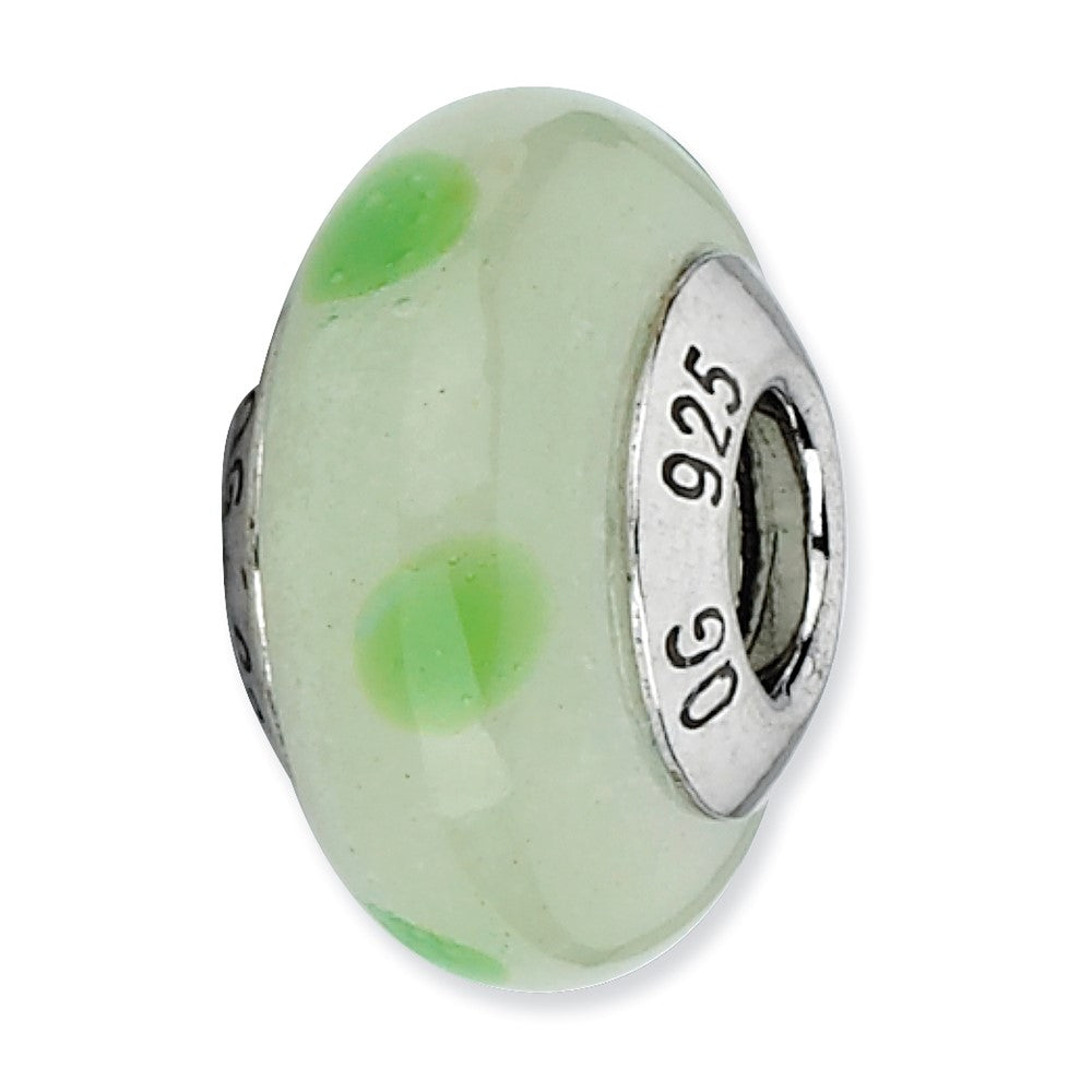 Sterlingsilber Reflections Lt Grün mit Grün Dots Italienisch Murano Perle