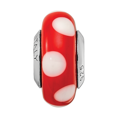 Sterlingsilber Reflections Rot mit Weiß Dots Italienisch Murano Perle