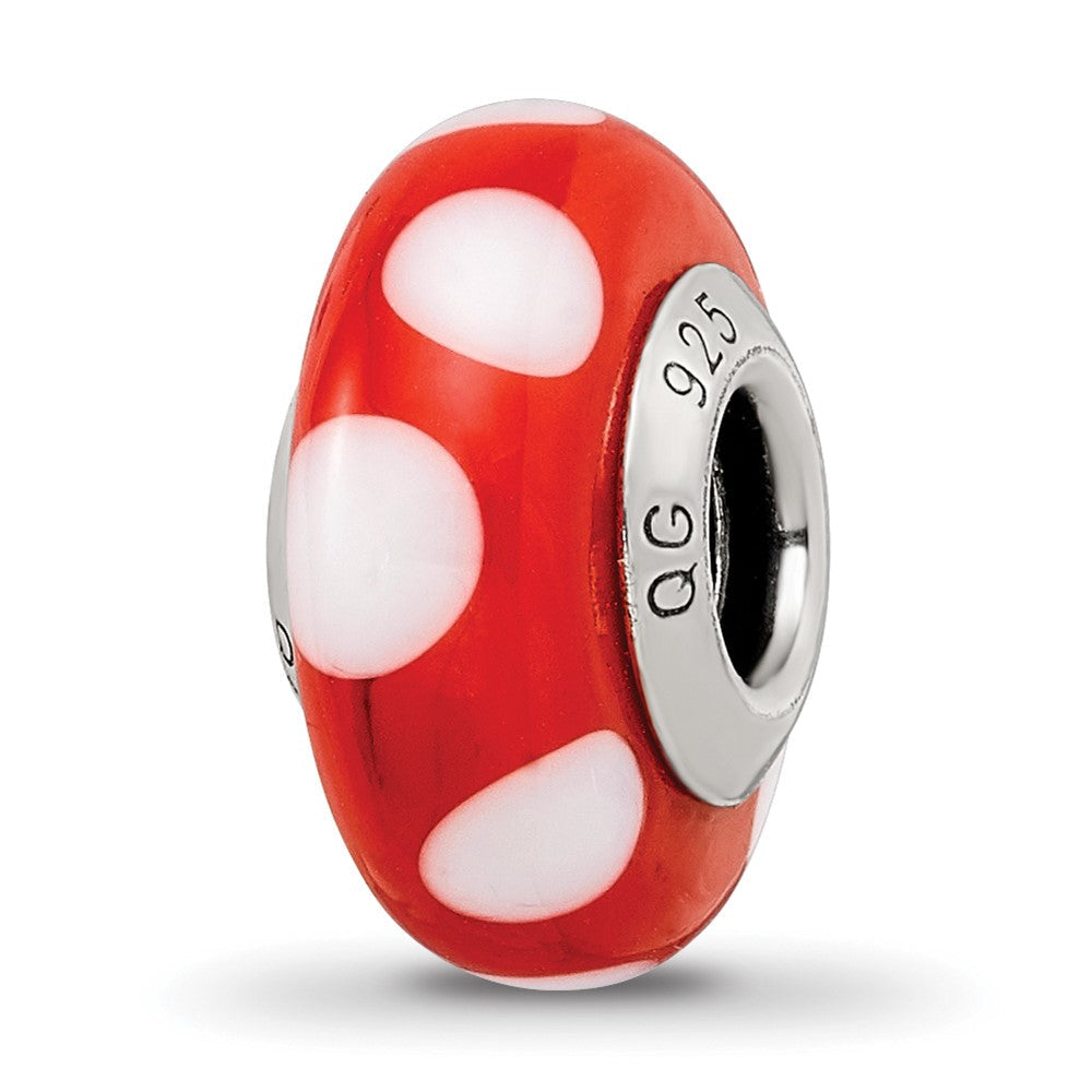 Sterlingsilber Reflections Rot mit Weiß Dots Italienisch Murano Perle